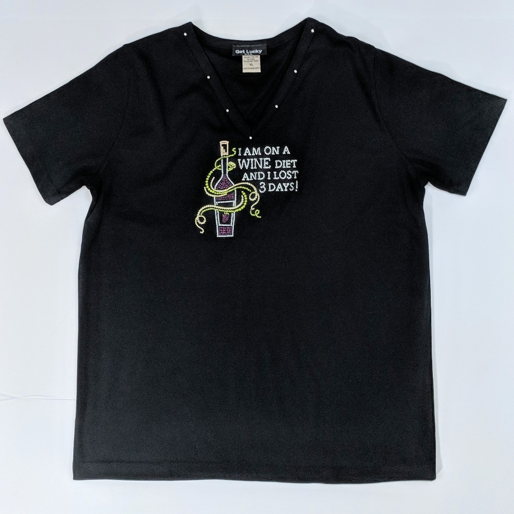NWOT Get Lucky Rhinestone Embellished T shirt XL